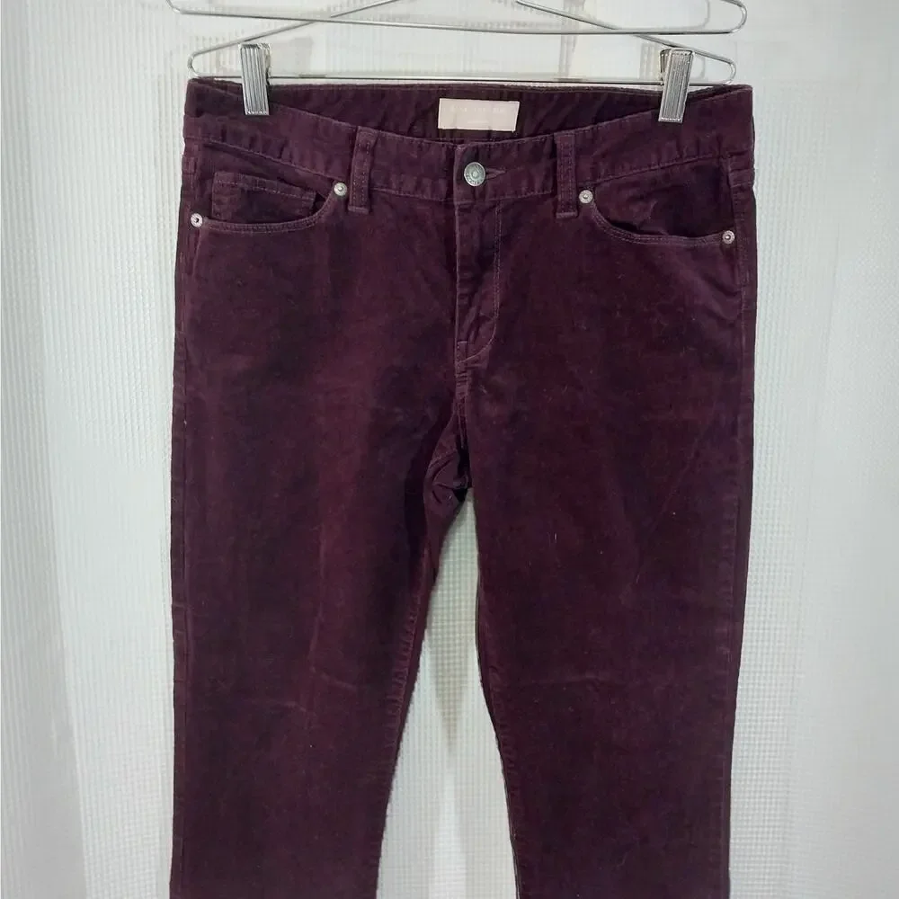 BANANA REPUBLIC! RICH BURGUNDY RED FINE WALE CORDUROY SKINNY PANTS! SZ 8P